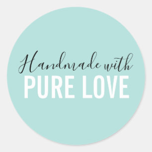 Modern handmade with pure love  classic round sticker