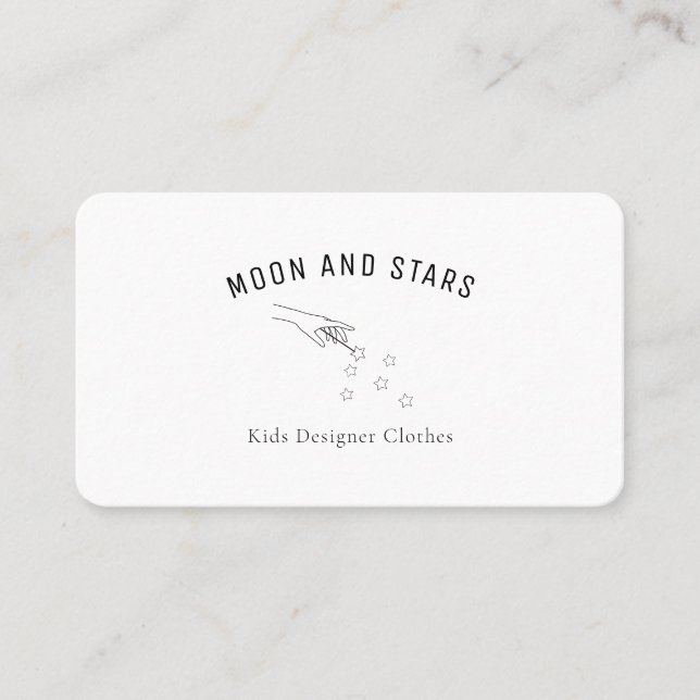 Modern, hands with magic wand and stars, business card (Front)