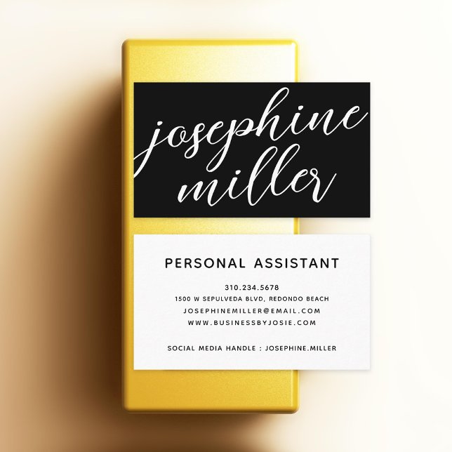 Modern Handwriting black and white Business Card (Creator Uploaded)