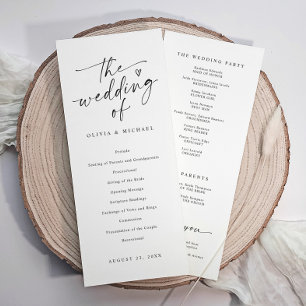 Modern Handwriting Black & White Wedding Ceremony Program