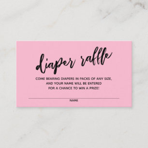 Modern Handwriting Diaper Raffle Ticket Pink Enclosure Card