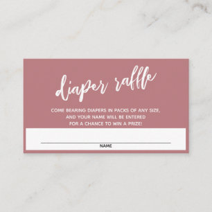 Modern Handwriting Dusty Rose Diaper Raffle Ticket Enclosure Card