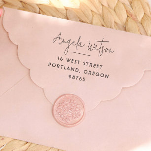 Modern Handwriting Minimal Line Return Address Rubber Stamp