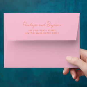 Modern Handwriting Pink and Orange Return Address Envelope