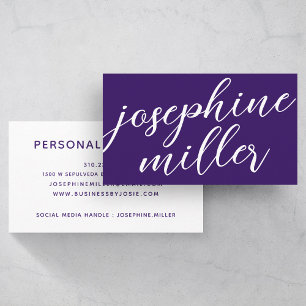Modern handwriting purple   Custom Colour Business Card