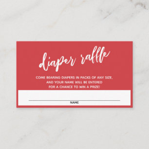Modern Handwriting Scarlet Diaper Raffle Ticket Enclosure Card