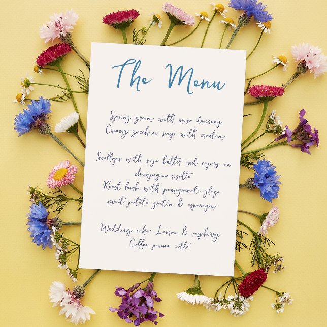 Modern Handwriting Script Blue Casual Wedding (Creator Uploaded)