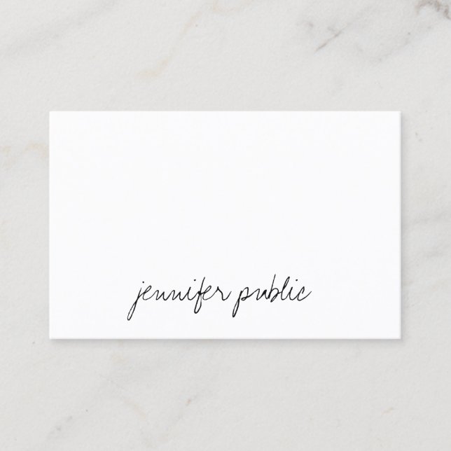 Modern Handwriting Script Simple Elegant Plain Business Card (Front)