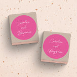 Modern Handwriting Script Wedding Name Hot Pink Classic Round Sticker<br><div class="desc">Stylish Modern Handwriting Script Wedding Names Classic Round Sticker in Hot Pink</div>