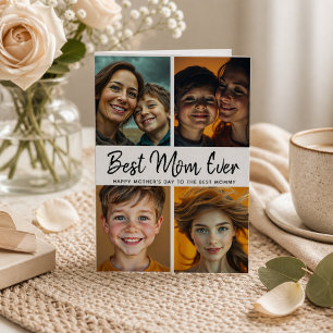 Modern Handwritten Best Mum Ever Custom Photo Card