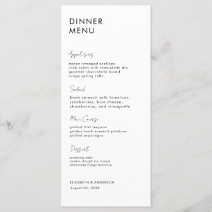 Modern Handwritten Black and White Dinner Card