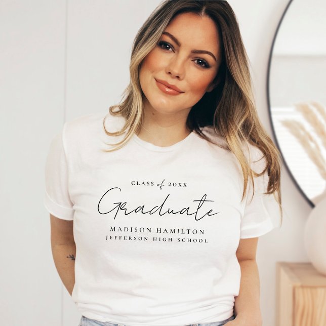 Modern Handwritten Black Script Graduation T-Shirt (Creator Uploaded)
