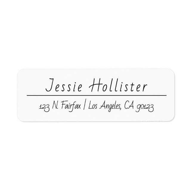 Modern Handwritten | Black & White Return Address Label (Front)