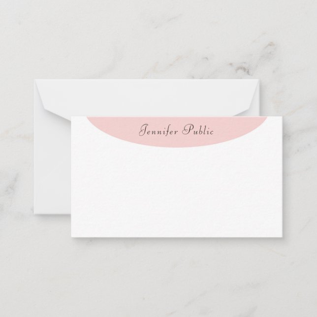 Modern Handwritten Blush Pink White Template (Front)