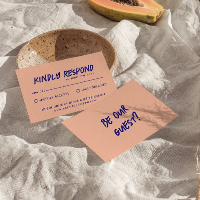 Modern Handwritten Bright Colourful Retro Wedding RSVP Card (Creator Uploaded)