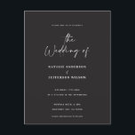Modern handwritten budget wedding  postcard<br><div class="desc">Modern classy typography bold wedding invitation postcard. With modern,  elegant typography and striped backer design. Colours can be customised.</div>