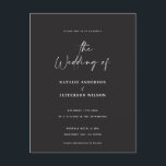 Modern handwritten budget wedding  postcard<br><div class="desc">Modern classy typography bold wedding invitation postcard. With modern,  elegant typography and striped backer design. Colours can be customised.</div>