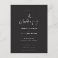 Modern handwritten budget wedding  postcard