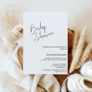 Modern handwritten calligraphy baby shower invitation