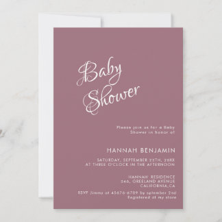 Modern handwritten calligraphy baby shower invitation