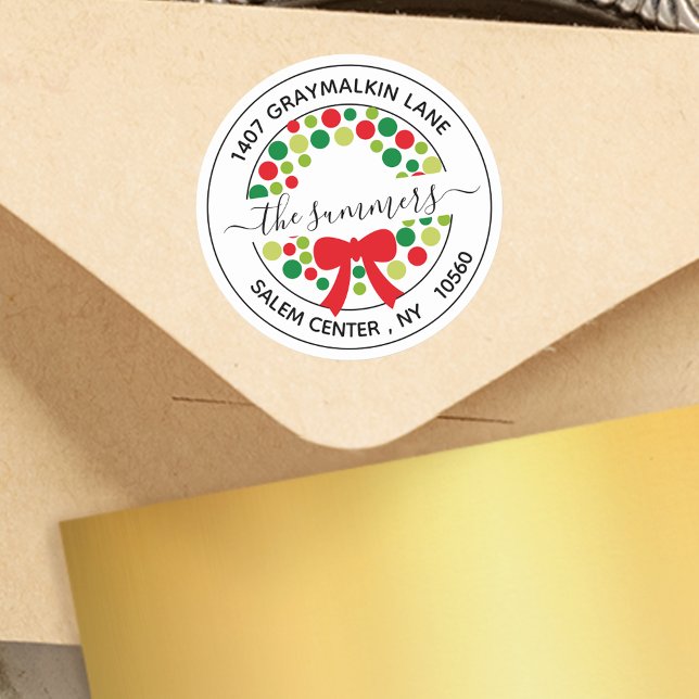 Modern Handwritten Calligraphy Christmas Address Classic Round Sticker (Creator Uploaded)