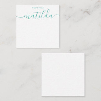 Modern Handwritten Calligraphy Simple Aqua Note Ca Card