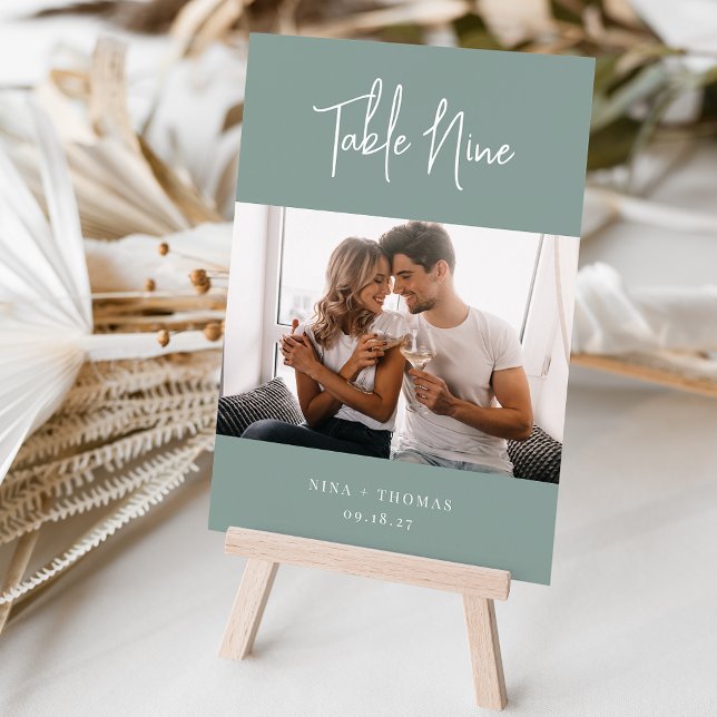 Modern Handwritten + Classic Serif Photo Table Number (3.5x5" photo table numbers)