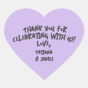 Modern Handwritten Custom Thank You Heart Favour Sticker