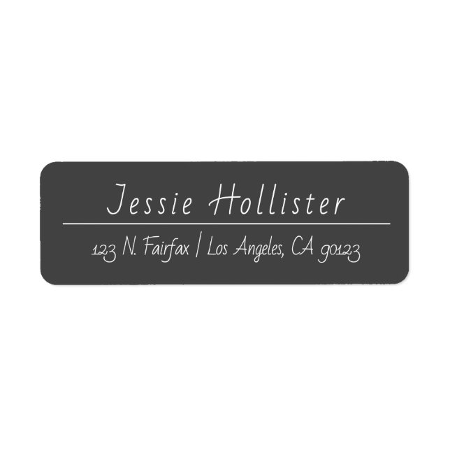 Modern Handwritten | Dark Grey Return Address Label (Front)