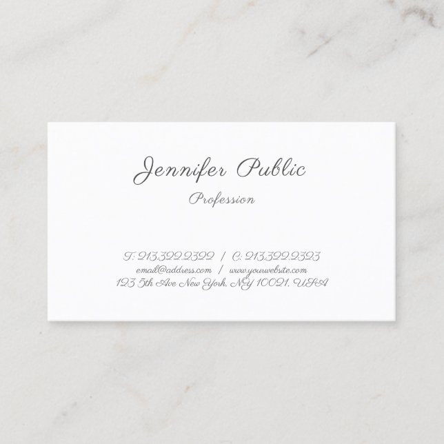 Modern Handwritten Elegant Minimalist Template Business Card (Front)