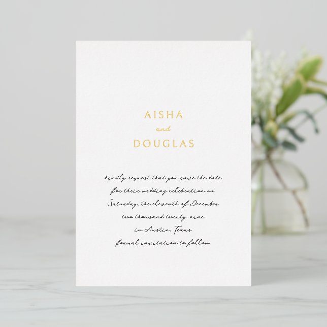 Modern Handwritten Elegant Wedding Save the Date (Standing Front)
