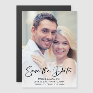 Modern Handwritten Engagement Photo Save Date Magnetic Invitation