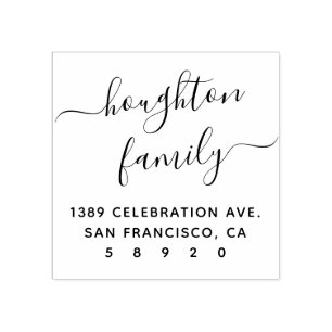 Modern Handwritten Family Name Return Address Rubber Stamp