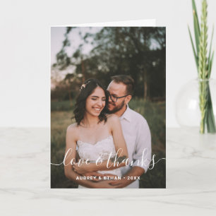 Modern Handwritten Font Photo Wedding Thank You Card