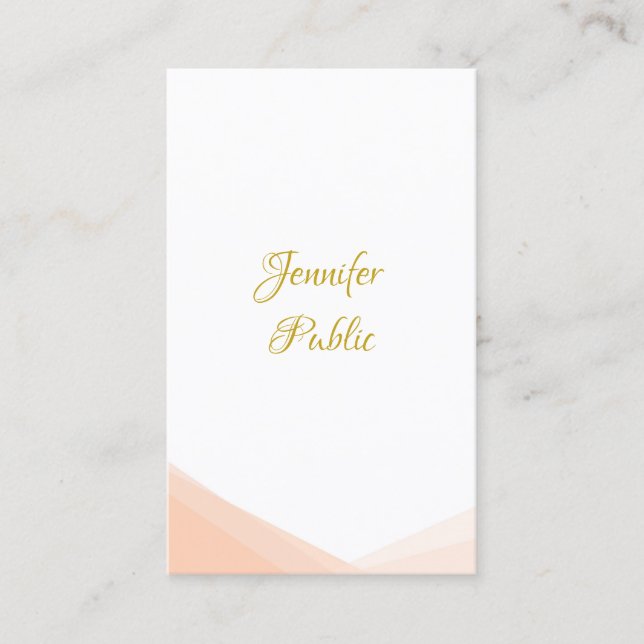 Modern Handwritten Gold Script Template Trendy Business Card (Front)