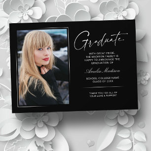 Modern Handwritten Ink Script Graduate 2 Photo Announcement