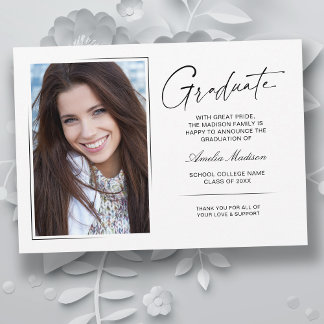 Modern Handwritten Ink Script Graduate 2 Photo Announcement