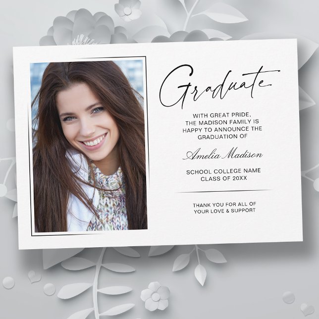 Modern Handwritten Ink Script Graduate 2 Photo Announcement (Creator Uploaded)