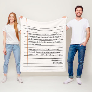 Modern Handwritten Letter Notebook Paper for Mum Fleece Blanket