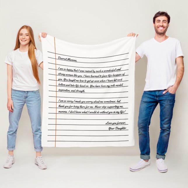 Modern Handwritten Letter Notebook Paper for Mum Fleece Blanket (In Situ)