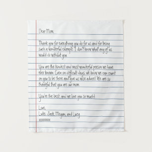 Modern Handwritten Letter Notebook Paper for Mum Tapestry
