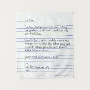 Modern Handwritten Letter Notebook Paper for Mum Tapestry