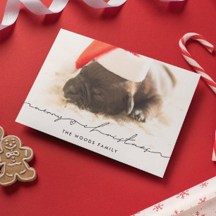 Modern Handwritten Merry Christmas Photo Holiday Card