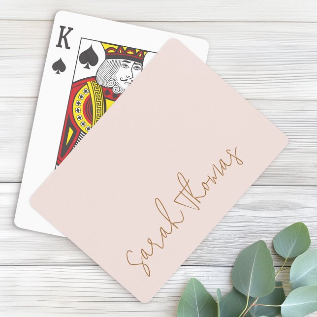 Modern handwritten name blush pink return address playing cards (Modern handwritten name blush pink return address poker cards)