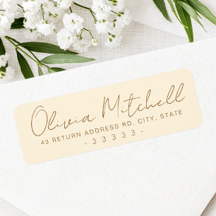 Modern handwritten name cream return address label