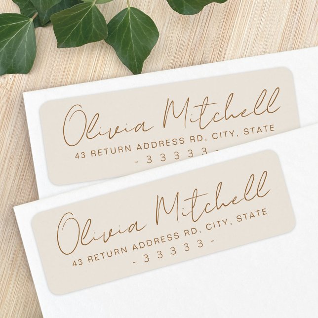 Modern handwritten name ivory return address label (Creator Uploaded)