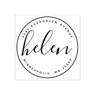 Modern Handwritten Name Return Address Rubber Stamp