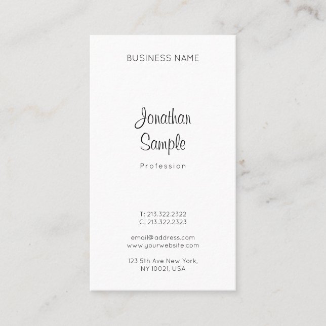 Modern Handwritten Name Script Template Simple Business Card (Front)