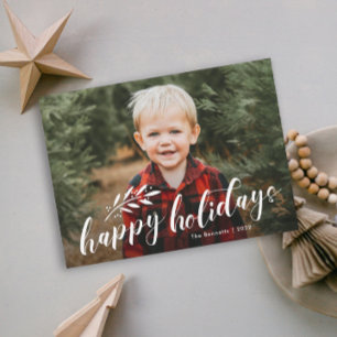 Modern Handwritten Photo Christmas Holiday Card
