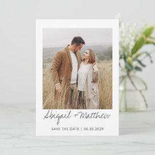Modern Handwritten Photo Save The Date Invitation